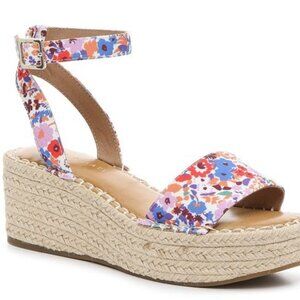 Kelly & Katie Purple Multicolor Floral Platform Strap Wedge Sandal Faydrena, 8.5